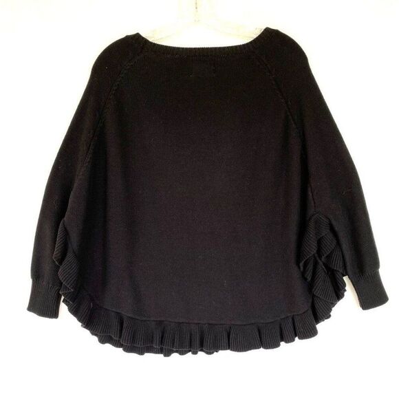 April Marin Ruffle Hem Poncho Sweater Black L - Picture 7 of 10